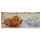 2 pretty candy dishes - Blue Cambridge & carnival