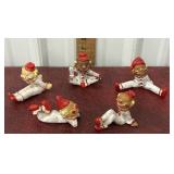 5 Napcoware Clay Clown Figurines