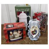 Christmas clock, carafe, candle, box