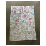 Handmade baby quilt aprx 49x34 whites and greens.