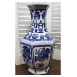 Large blue and white vase