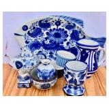 Vintage Blue & White Porcelain Lot.