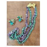 Colorful necklace and earrings