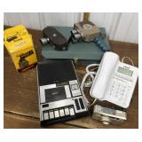 Cameras, telephone, cassette recorder