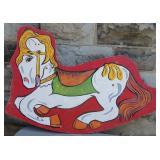 Vintage Hand Painted on Plywood Carousel Horse
