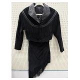 Wilsonï¿½s Leather- black suede fringed jacket,