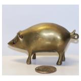 Vintage Brass Pig Figural Farmhouse Paperweight 3