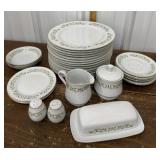 Bell Flower China-14 dinner plates, bowls, butter
