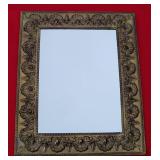 Antique Brass Repousse Wall Mirror 21 3/4" by 17