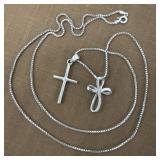 Signed .925 cross pendants and necklace
