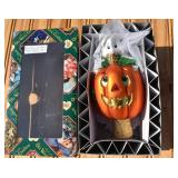Glass Halloween Ornament Tree Topper. Pumpkin &