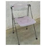 MCM Chrome & Pink Lucite Folding Chair