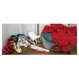 Ornament tote, Christmas mugs, Nativity pieces,