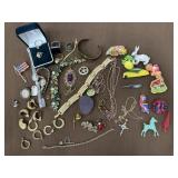 Costume jewelry- pins, rings watches etc