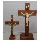 Mid Century Walnut Sick Call Crucifix Set12 1/4"
