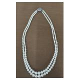 Sterling signed clasp double string of pearls