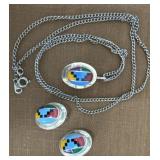 Sterling silver necklace, pendant and matching
