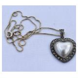 925 Sterling-Marcasite Pendant & Chain