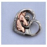 Sterling Silver 2-Tone Horse & Heart Pendant