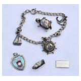 Vintage Charm Bracelet (sterling?), marked