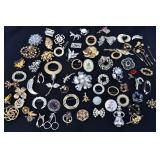 Large Lot of Vintage Pins & Brooches. Marked +