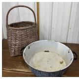 Enamelware bowl, basket