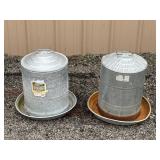 2 Galvanized Chicken Waterer