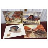 Watercolor and portfolio art - houses, barns,
