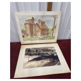 A. Tordonato 2 watercolors - train tracks and