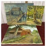 A. Tordonato 3 painting on canvas- tree, marina,