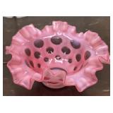 vintage Fenton cranberry opalescent coin dot