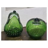 2 Heavy Paperweights - Apple And Pear