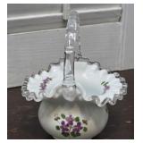 vintage Fenton Silver Crest milk glass basket
