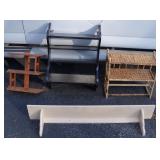 Lot of 3 Wood & 1 Bamboo Wall Shelves the widest