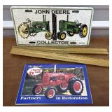 2 John Deere Tractor Rulers, license plate and