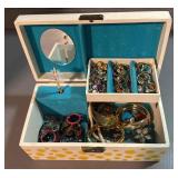Music (working) jewelry box, rings, earrings,