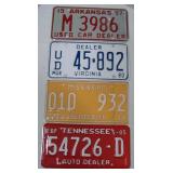 4 Car Dealer License Plates Arkansas Virginia