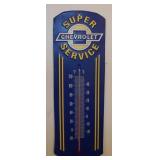 Chevrolet Super Service Embossed Tin Thermometer
