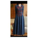 Vtg Denim Dress Sz M -L