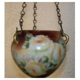 Antique Limoges Porcelain Hanging Pot Ferner