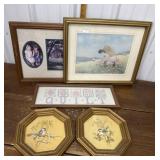 Prints, quilt sign- children, birds *a few scuff