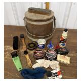 Shoe shine bucket w/ contents