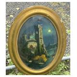 Castle in Belgium Reverse painting on bubble glass