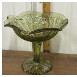 Green glass compote