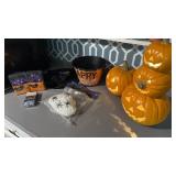 Happy Halloween bucket, light up pumpkins, LED