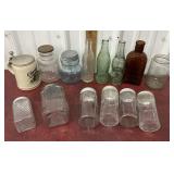 Bottles, mason jars, spice jars etc