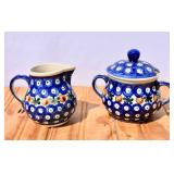 Polish Pottery Cream & Sugar