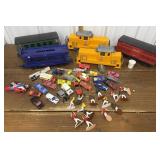 Trains, Hot Wheels, football figures etc