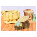3 pc Vintage Small Pottery Planters some wear
