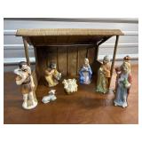 Porcelain Nativity Set & Manger